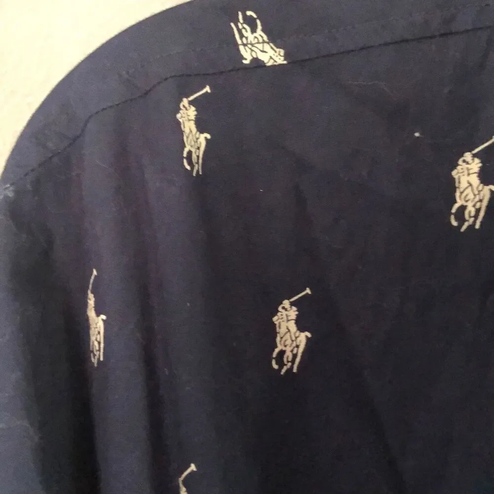 Polo Ralph Lauren printed navy cotton robe men’s size S/M